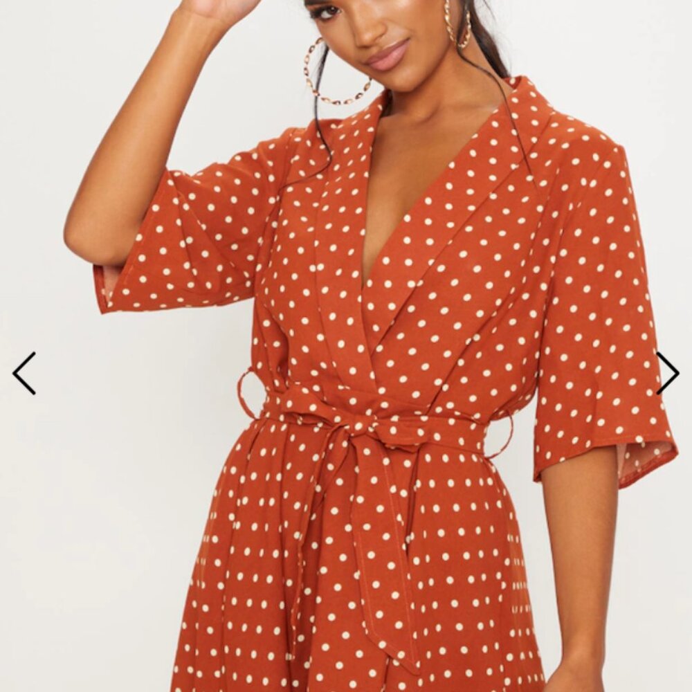 Terracotta Polka Dot Tea Dress